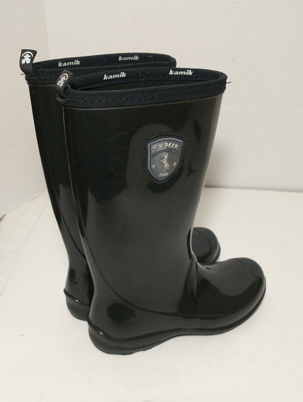 Kamik‎ Tall Waterproof Rubber Boot, Black, Size 6, Pull On, Rugged Sole